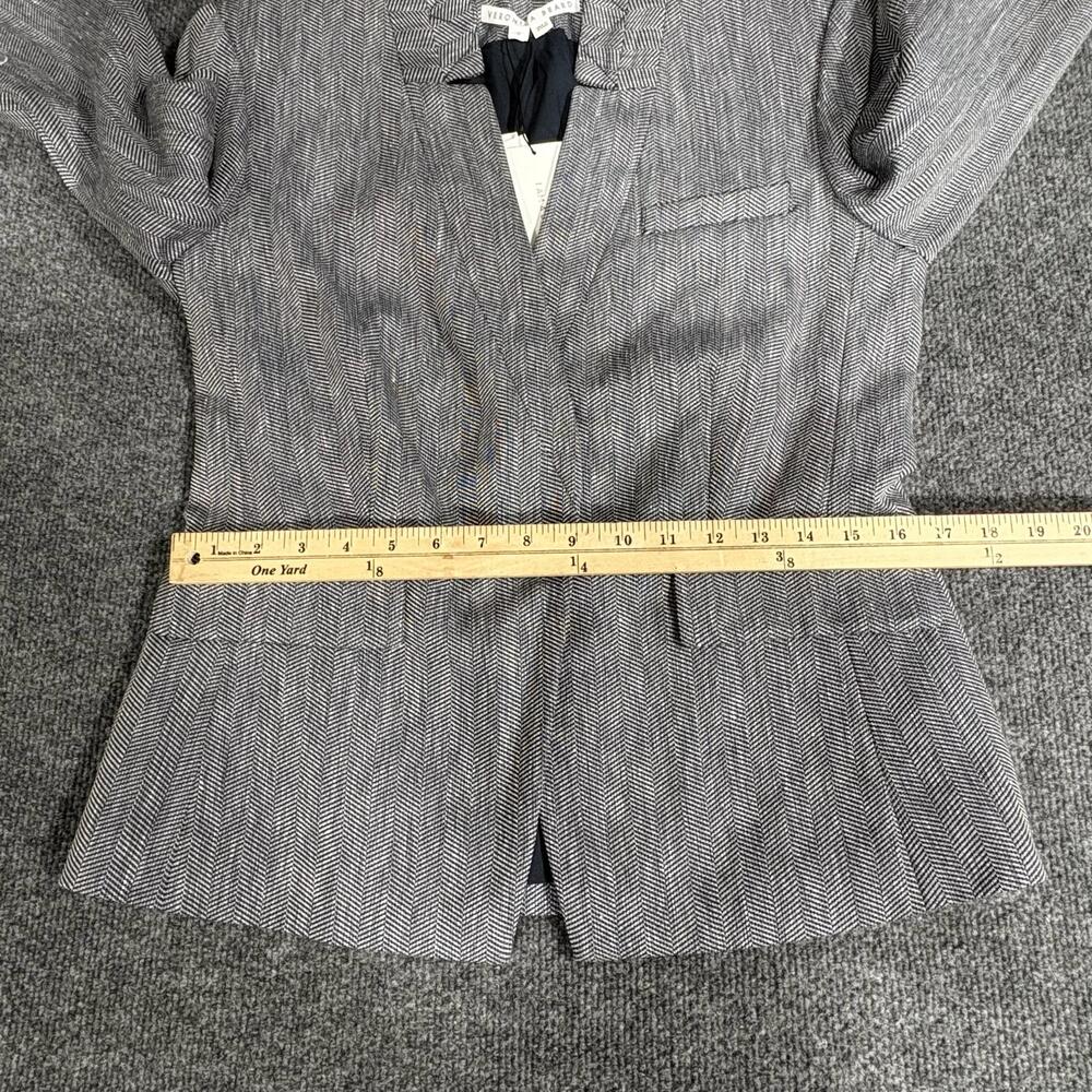 Veronica Beard Blazer Womens 8 Blue Farley Dickey Jacket Herringbone Linen - Picture 14 of 16
